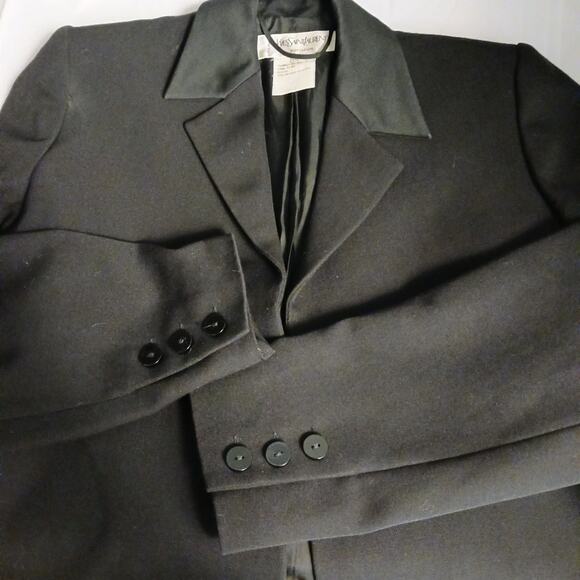 YVES SAINT LAURENT Jacket Womens Sz 42 RWool BLACK Office Blazer Structured Open - Picture 8 of 12